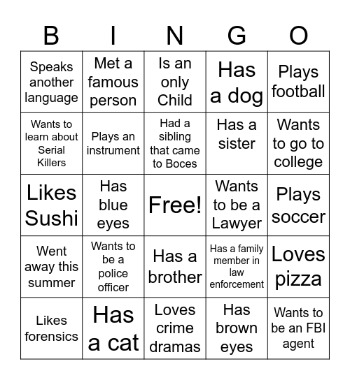 DAY 1 BINGO Card