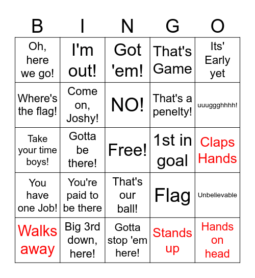 Bill's BINGO Card