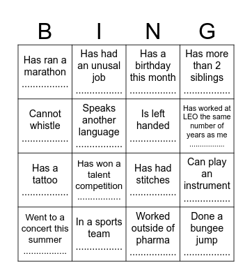 Find someone who... Bingo Card
