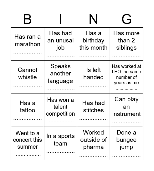 Find someone who... Bingo Card