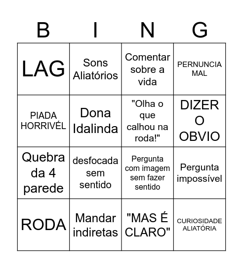 JOGA QUEM QUIZER Bingo Card