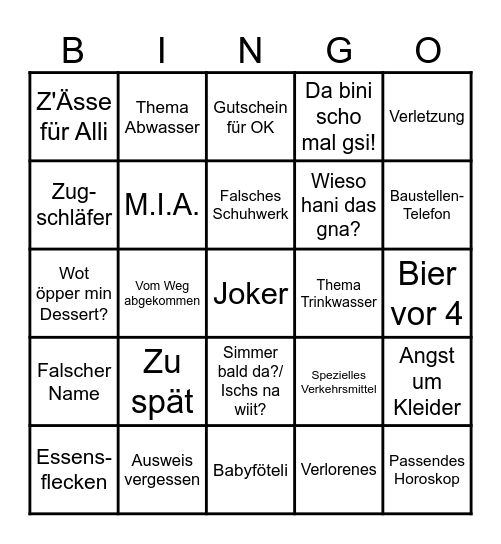 BAB - BüroAusflugsBingo Card