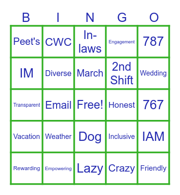Friday Fun Bingo Card