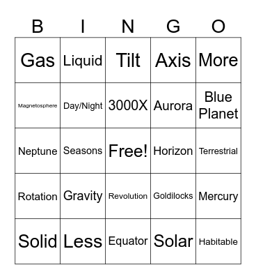 Lesson 2 Review Bingo Card