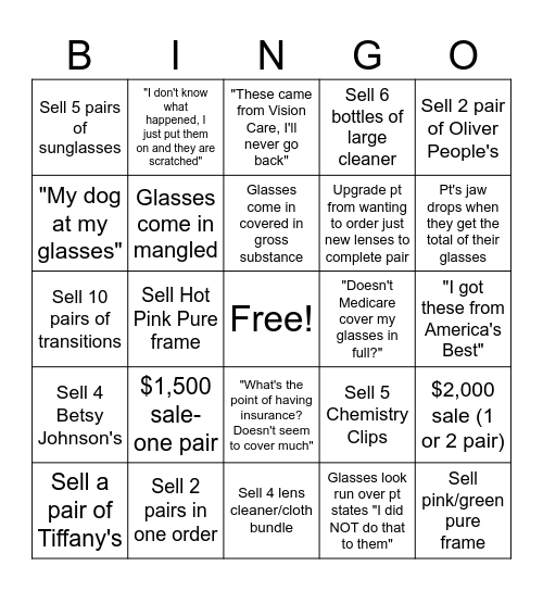 Optical Bingo Spooky Edition Bingo Card