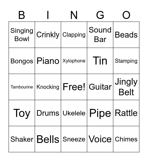 Music Bingo Card