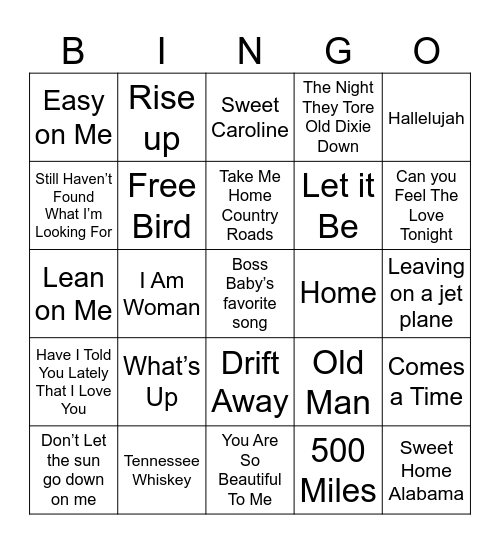 Singo Bingo Card