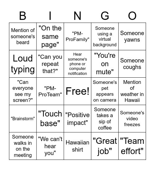 PM-ProBingo 2024 Bingo Card