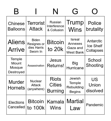 2024 Black Swan Bingo Card