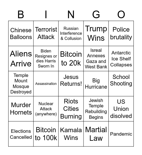 2024 Black Swan Bingo Card