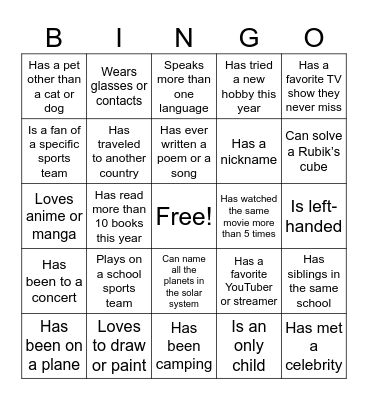 HUMAN BINGO Card