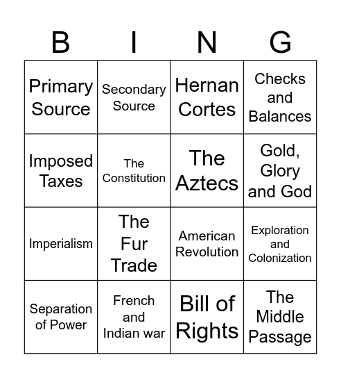 Review Bingo Card