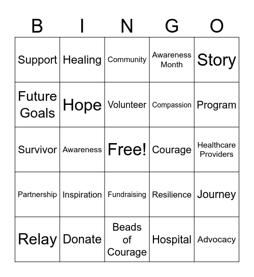 McKesson Childhood Cancer Awareness Month Bingo Card