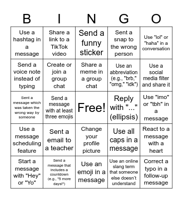 DIGITAL COMMUNICATION BINGO Card