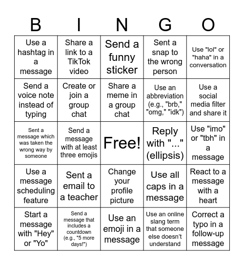 DIGITAL COMMUNICATION BINGO Card