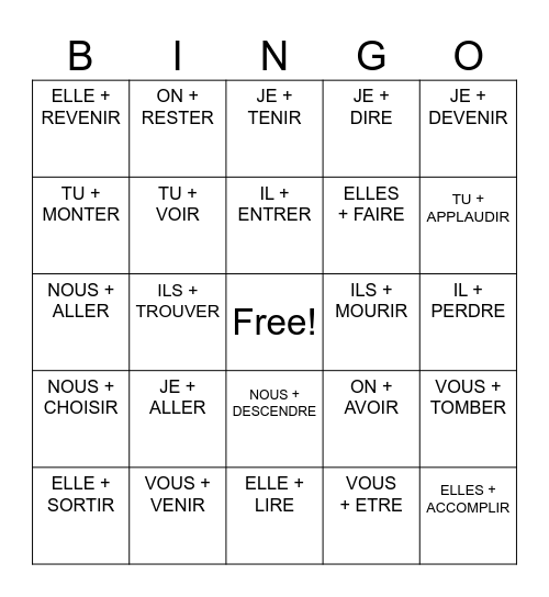 CHAISES MUSIQUES Bingo Card