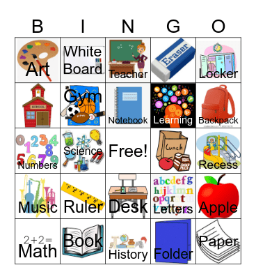 SCHOOL Bingo Card