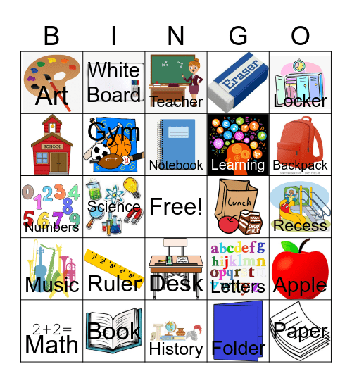 SCHOOL Bingo Card