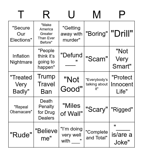 Presidential Debate Card Bingo Card