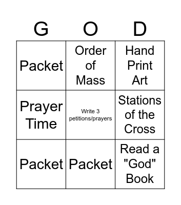 Religion Bingo Card
