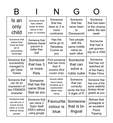 Find someone who... Bingo Card