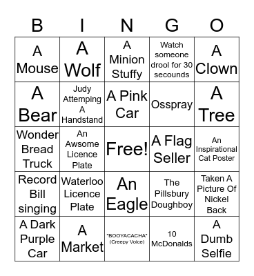 Trip Bingo Card