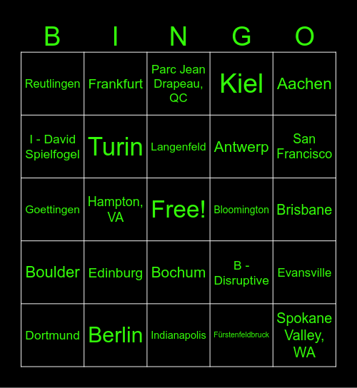 Lime Bingo Card