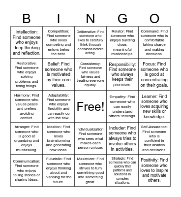 Strength Bingo Card