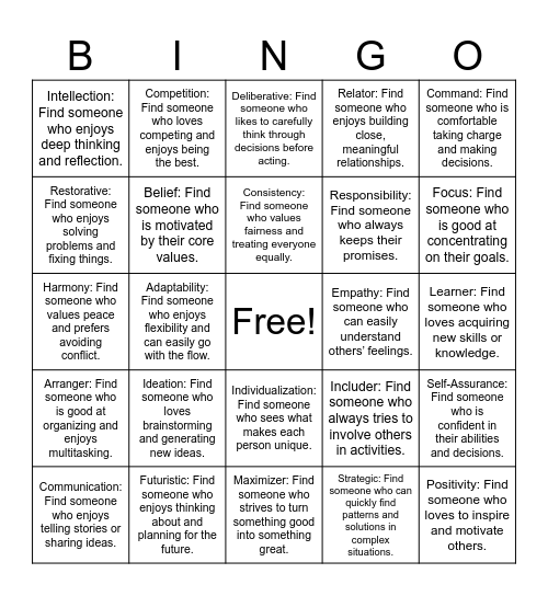 Strength Bingo Card