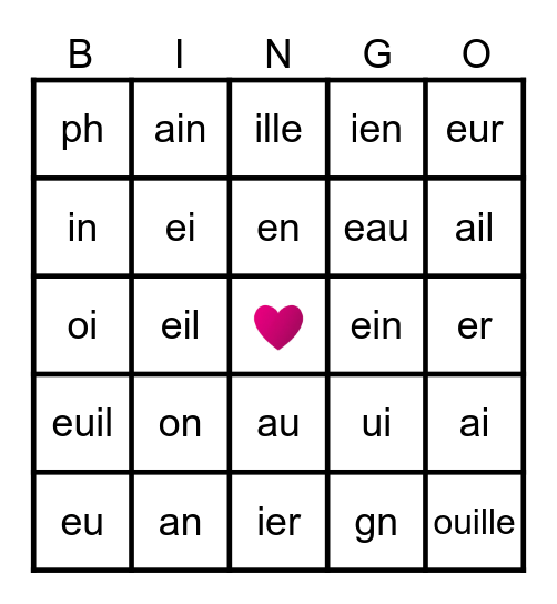 Bingo des sons Bingo Card