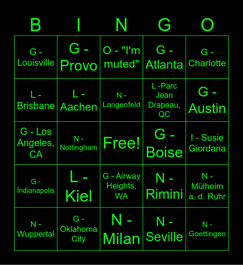 Lime BINGO Card