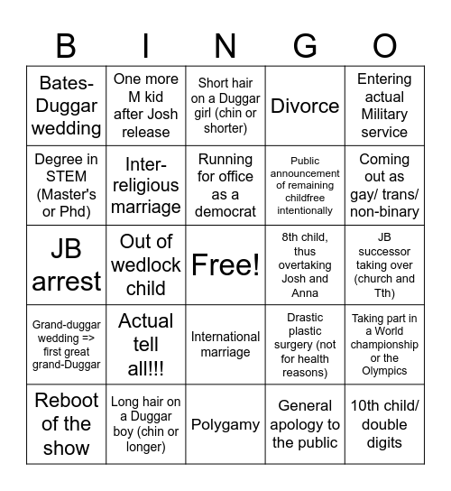 Eternal Bingo Card