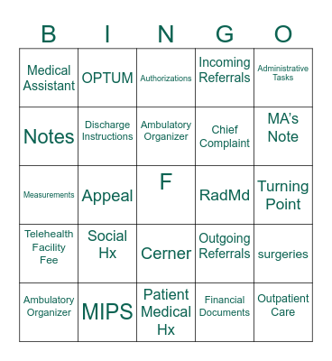 DHR HEALTH CLINICS Bingo Card