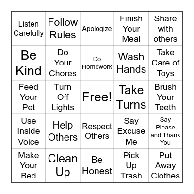 Responsible Bingo Card
