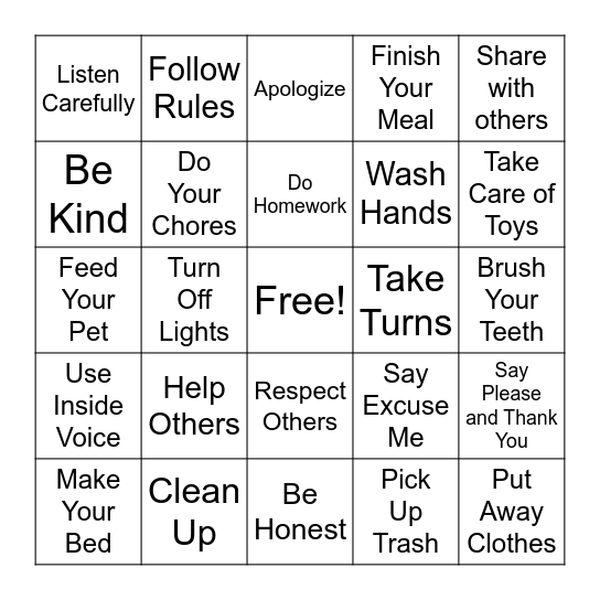 Responsible Bingo Card