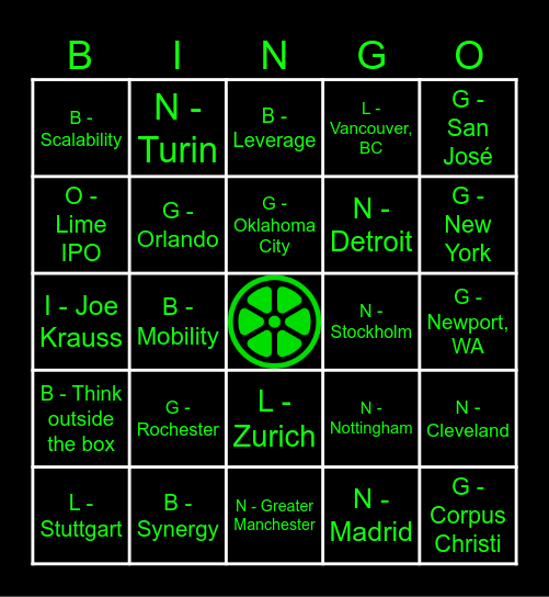 LIME Bingo Card