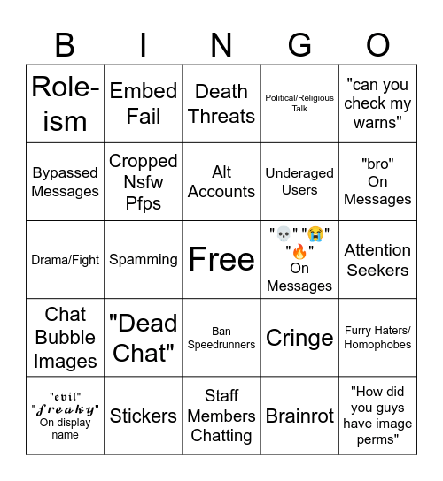 MPG server bingo Card