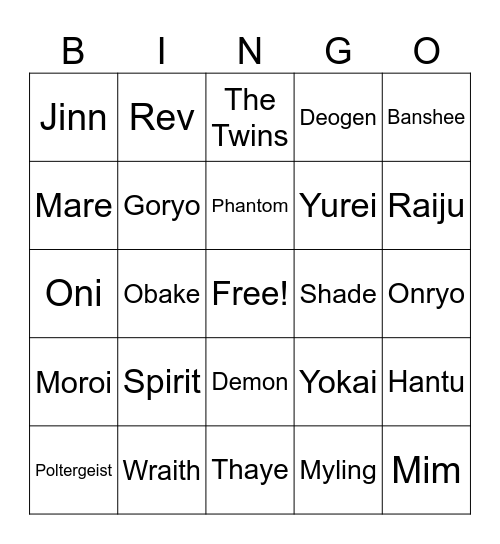 Phasmo Bingo! Bingo Card