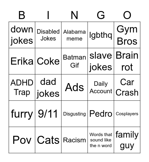 Instagram reels bingo Card