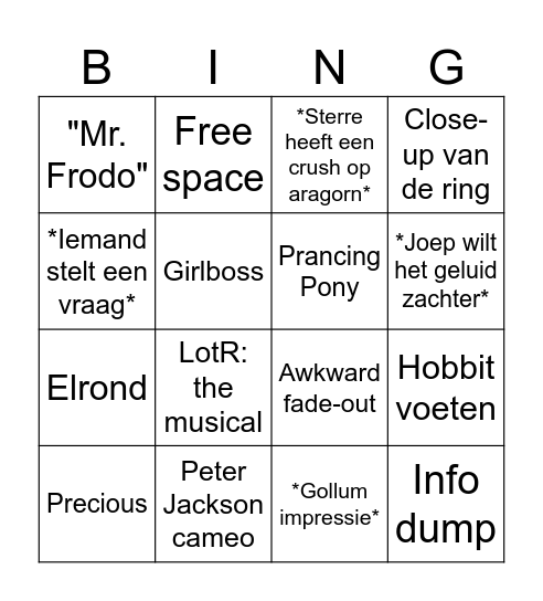 Lord of the Bingo Card