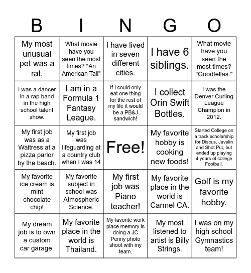 Blackhawk Bingo Card