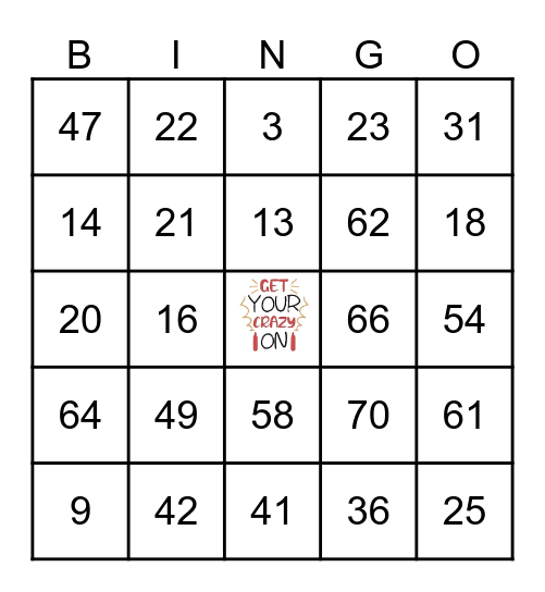 Crazy Bingo Card