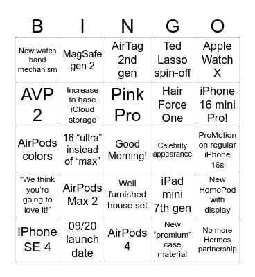 It's Glowtime Bingo Card