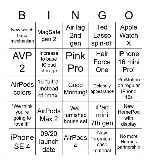 It's Glowtime Bingo Card