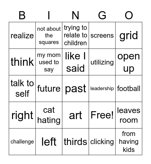 BE aggressive Bingo Card