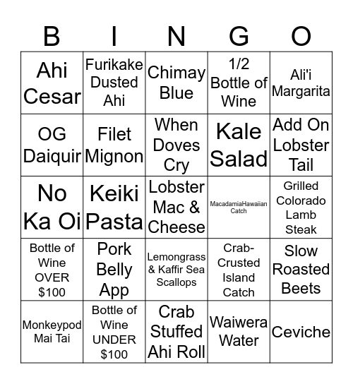 BEACH HOUSE BINGO!!!!!!!! Bingo Card