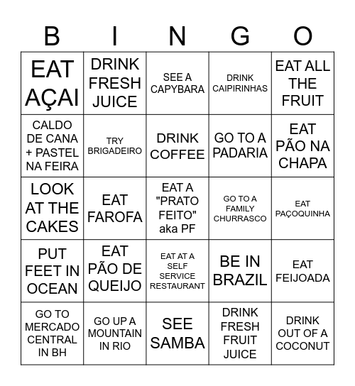 ANNIE AND MIKE'S BRAZILIAN BINGO Card