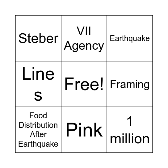 Photo Anaysis Bingo Card