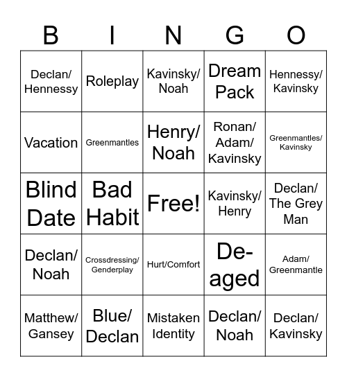 TRC Prompt Bingo (SFW) Bingo Card