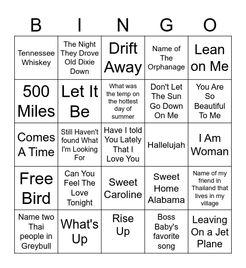 Singo Bingo Card